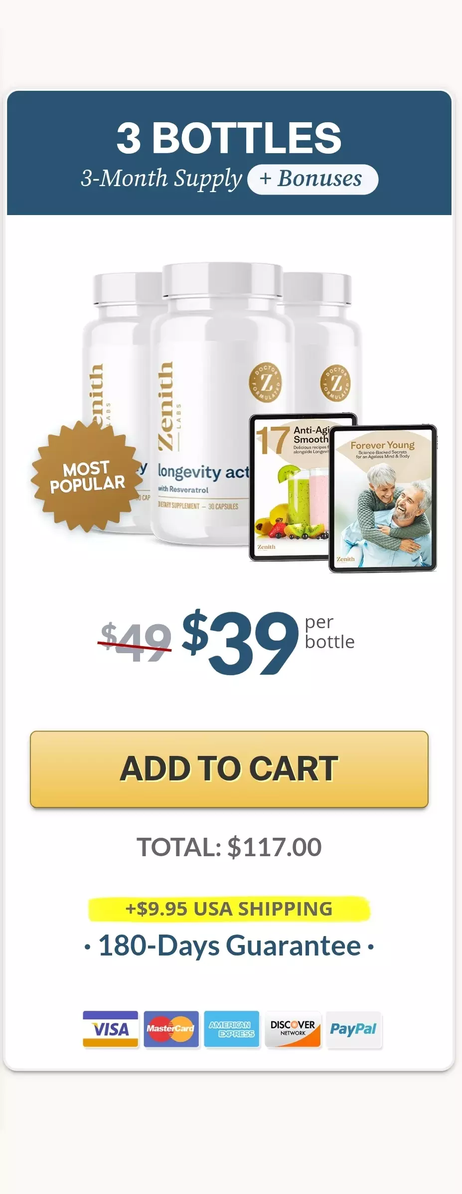 Longevity Activator® 3 bottles pricing